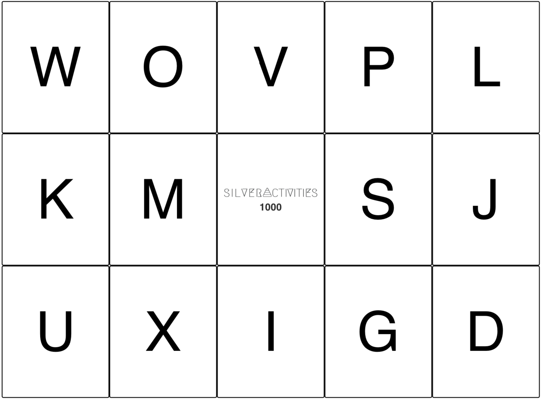 The Alphabet Bingo card