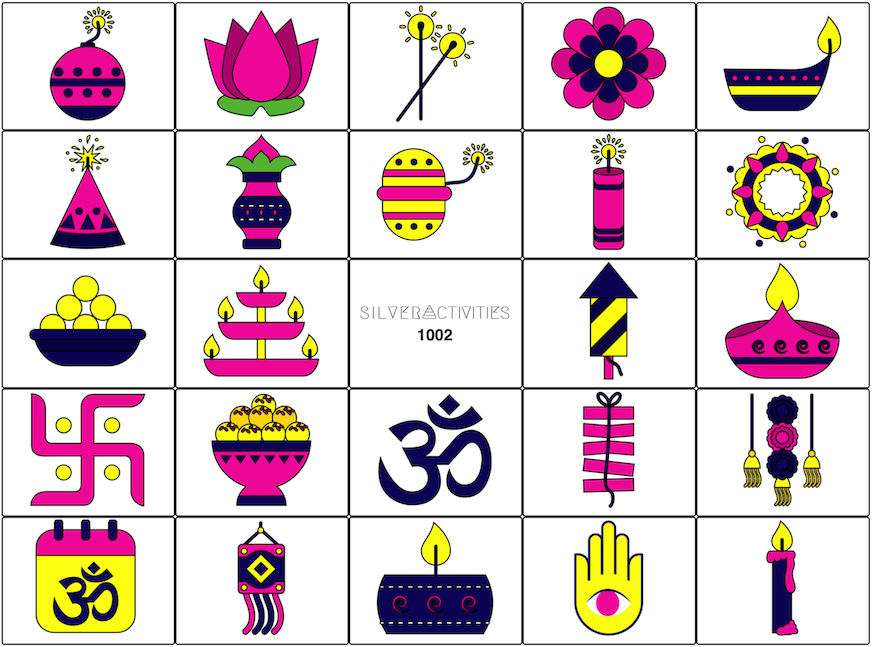 The Deepavali Bingo card