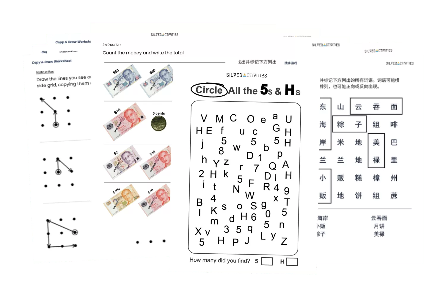 SilverActivities printable activity sheets