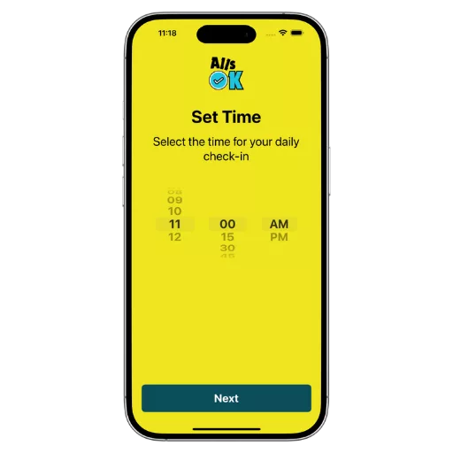 Setting the daily check-in time in AllsOK